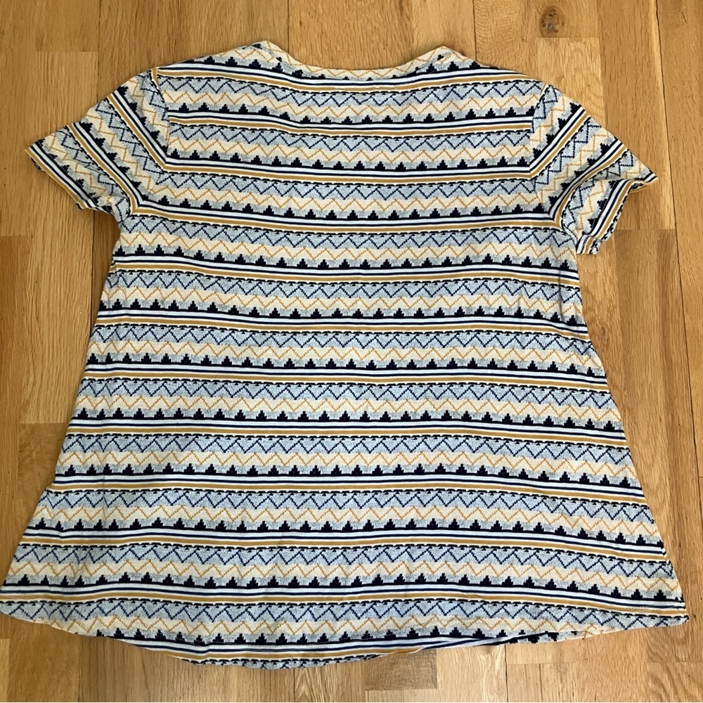 Zara Trafaluc Blue, Yellow and White Patterned Women's Global Top Size Small - Picture 3 of 5